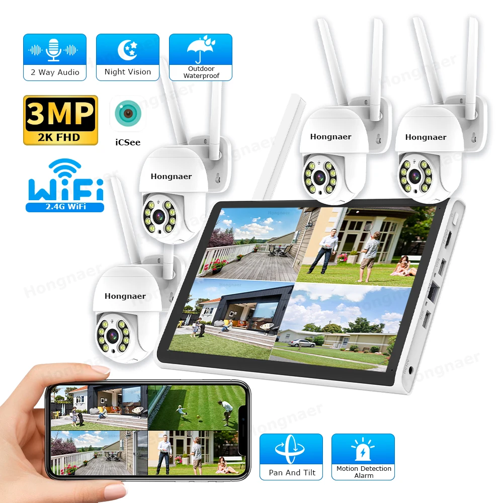 Home Security Cameras Wireless - Kit de CCTV Hongnaer 2026, 3MP,