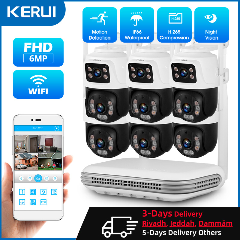 Home Security Cameras Wireless - KERUI Impermeable 6MP HD Inalámbrico Doble